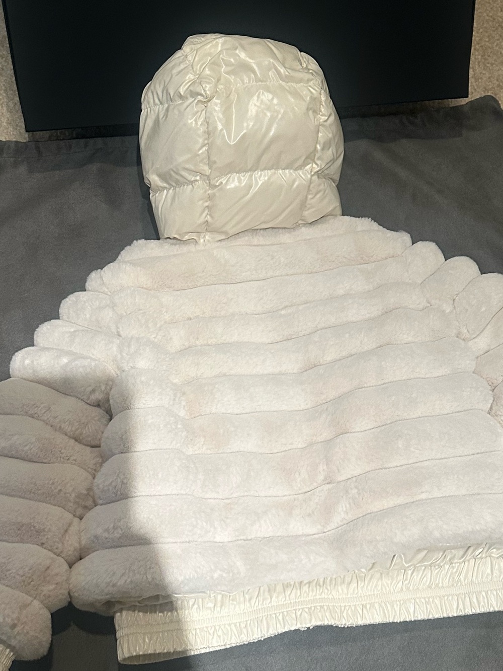 Like New Moncler Girls Latife Sculpted Faux Fur Hooded Jacket - 5yr - Picture 4 of 10